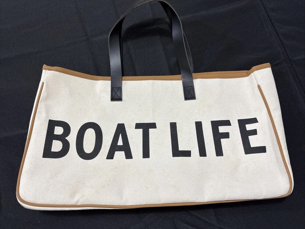 Santa Barbara “Boat Life” Canvas Tote Bag 20x11x6 Inches